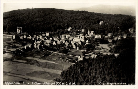 Postcard Eppenhain Kelkheim in the Taunus, aerial view of Eppenhain, high-altitude health resort, picturesque landscape