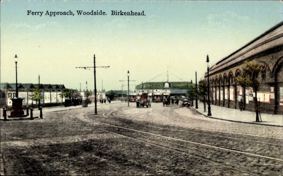Postcard Rock Ferry Birkenhead North West England, Ferry Approach, Woodside, historic street view...