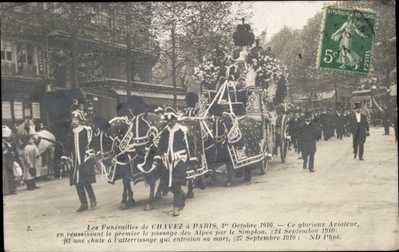 CPA Dom pogrzebowy Chaveza w Paryżu, 1 października 1910 r.