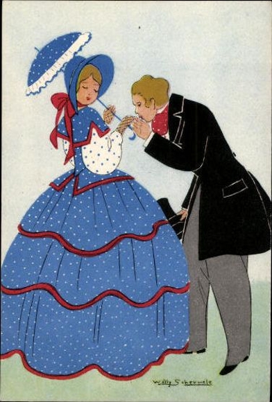 6 old Postcard series love, drawings by J. Philip Kruseman, various views