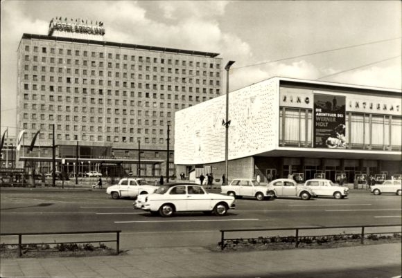 Postcard Berlin Mitte, Interhotel Berolina, Kino International, Karl Marx Allee, Werner Holt Cinema