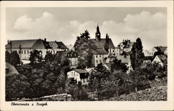 Ak Obercrinitz Crinitzberg in Sachsen, Ortsansicht mit Kirche