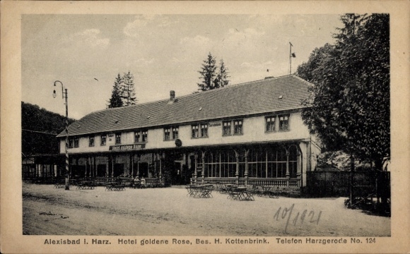 Ak Alexisbad Harzgerode am Harz, Hotel goldene Rose