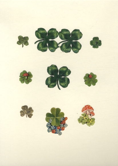 9 Oblaten Glückskleeblätter, ca. 4 x 8 cm, 4 x 4 cm bis 2 x 2 cm