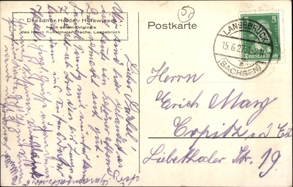 Artist Postcard Trache, Dresden Langebrück, Hofewiese