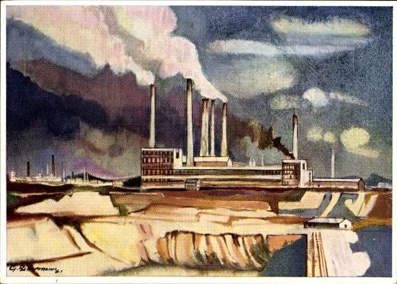 Kunstenaar Ak Bettermann, G., Itzehoe in Sleeswijk Holstein, Cement Works Itzehoe