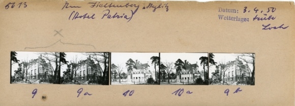 Contact print photos Berlin Steglitz, Am Fichtenberg, Hotel Patria, palm trees, 5 photos approx. 4x2 cm