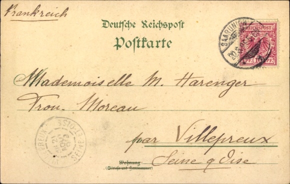 Chromo-Litho Avricourt Allemand German Avricourt Meurthe et Moselle, customs house at the border, railway station