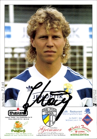 Autogrammkarte Fußballer Jens König, FC Carl Zeiss Jena, Autogramm