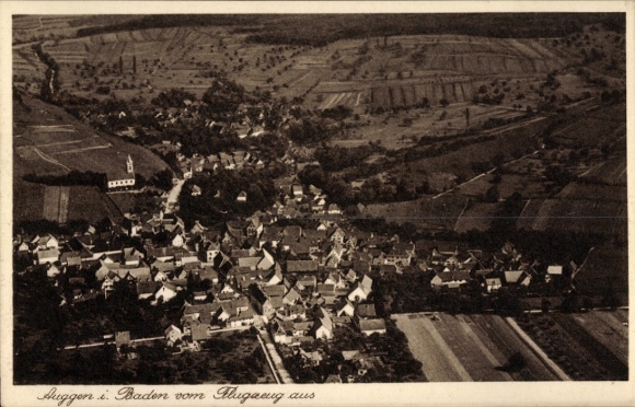 Postcard Auggen in Baden, aerial photograph
