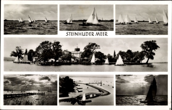 Postcard Hagenburg in Lower Saxony, Wilhelmstein Fortress in Lake Steinhude, owner Ewald Stemmer