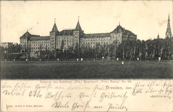 Postcard Dresden Schönfeld Weißig, barracks of the rifle regiment