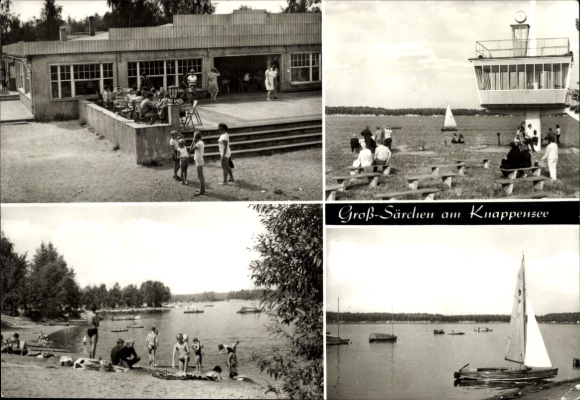 Ak Groß Särchen Lohsa am Knappensee, Badestrand, Gasthaus