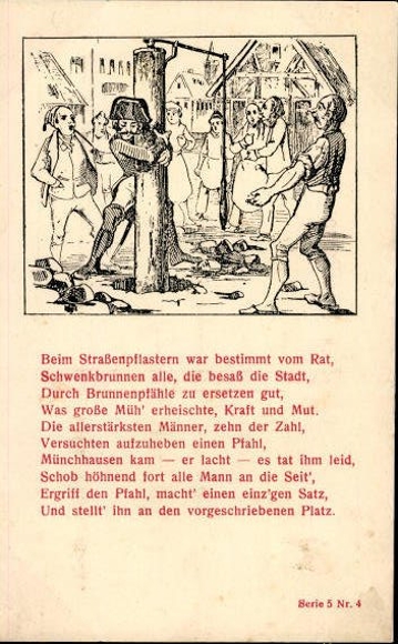 17 old artist poem PC Baron von Münchhausen, various motifs