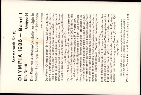 Collection picture Olympia 1936, winter games, start of the ski relay