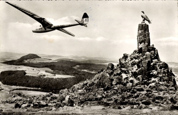 Postcard Wasserkuppe Rhön, Nuremberg glider at the Aviation Monument, D-13-245