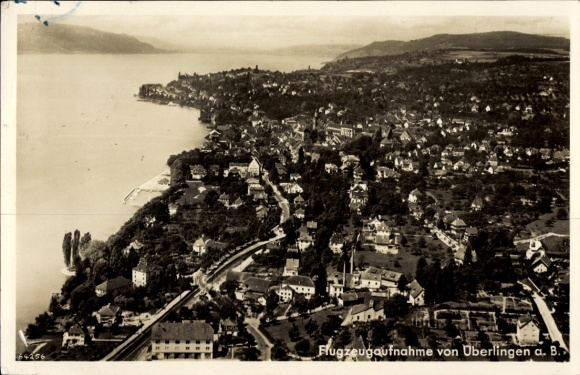 Postcard Überlingen on Lake Constance, aerial photograph