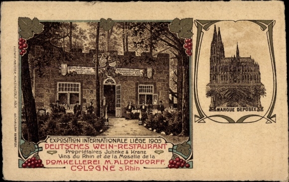 Chromo-Litho Köln am Rhein, Domkellerei M. Aldendorff, Liege Exposition Universelle 1905