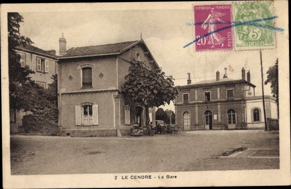 Postcard Le Cendre Puy de Dome, The Train Station