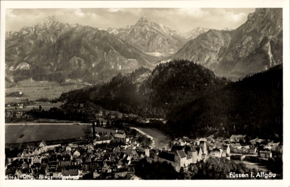 Ak Füssen im Allgäu, Fliegeraufnahme