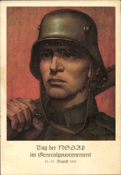 Artist Postcard Hoeck, W., Krakow, Day of the NSDAP in the General Government 1941, Wehrmacht soldier