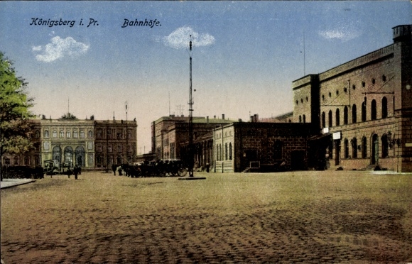 Ak Kaliningrad Königsberg Ostpreußen, Bahnhöfe, Bahnhofsplatz