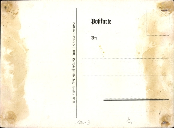 Artist PC Döbrich-Steglitz, inspection, soldiers on a barracks square, riders