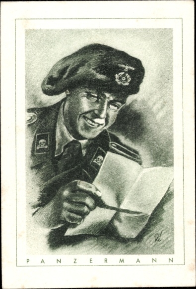 Artist PC The German soldier, tank man, collar patch skull, Wehrmacht, WWII