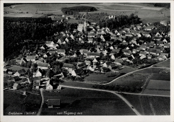 Postcard Erolzheim in Upper Swabia Württemberg, aerial photograph