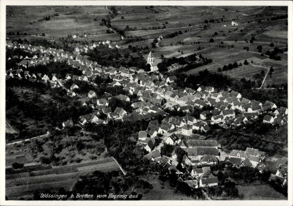 Postcard Wössingen Walzbachtal in Baden, aerial photograph