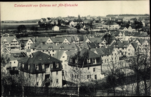 Postcard Dresden Klotzsche Königswald, total view of Hellerau