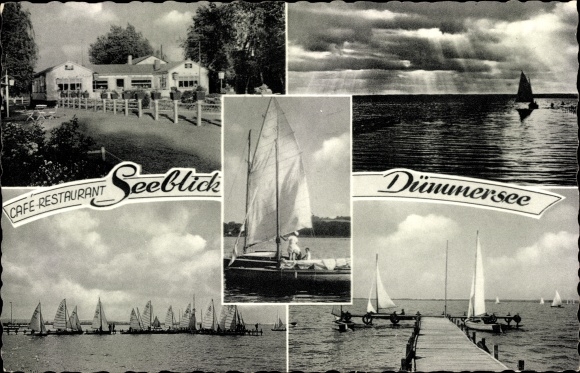 Ak Lembruch in Nedersaksen, Restaurant Café Seeblick, eigenaresse mevrouw Sandering, varend op de Dümmersee