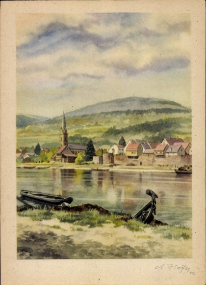 Artist Postcard Höfer, A., On the Moselle
