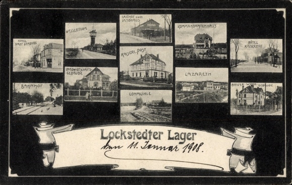 Ak Lockstedt in Sleeswijk-Holstein, kamp, hotel, watertoren, treinstation, postkantoor, herberg