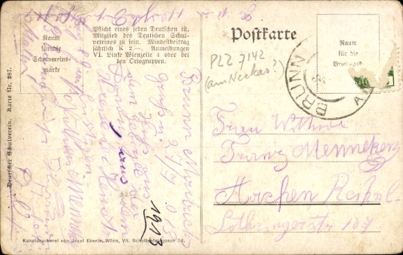 Postcard Marbach am Neckar, paddle steamer, German School Association 287