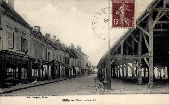 Ak Milly la Forêt Essonne, Marktplatz