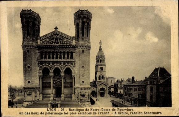 Ak Lyon Rhône, Basilique de Notre-Dame-de-Fourvière, berühmter Pilgerort, alter Schrein