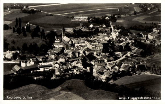 Postcard Kraiburg am Inn Upper Bavaria, aerial photograph
