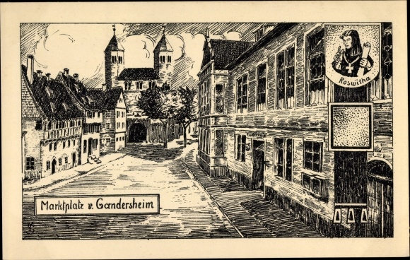 KP artysty Bad Gandersheim am Harz, rynek, St. Roswitha