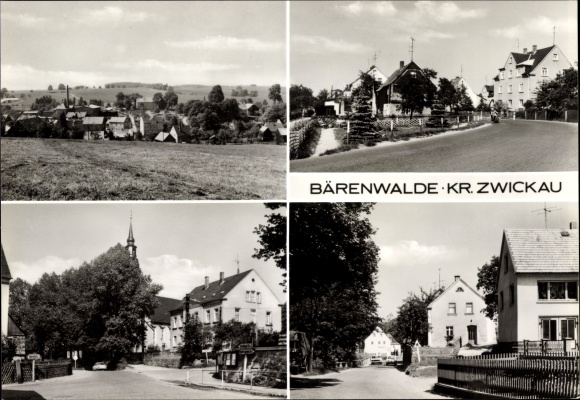 Postcard Bärenwalde Crinitzberg in Saxony, town view, street views