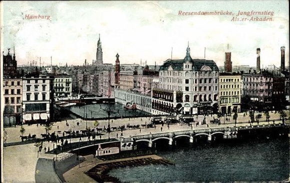 8 alte Ak Hamburg Neustadt, Jungfernstieg, diverse Ansichten