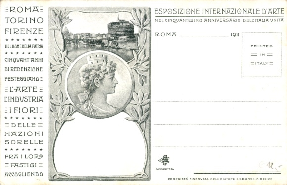 Artist Chromo-Litho Simonetti, C., Turin World Exhibition 1911, costumes, Roma, Firenze