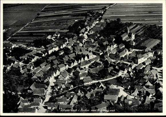 Postcard Schwarzach im Odenwald Baden, aerial photograph