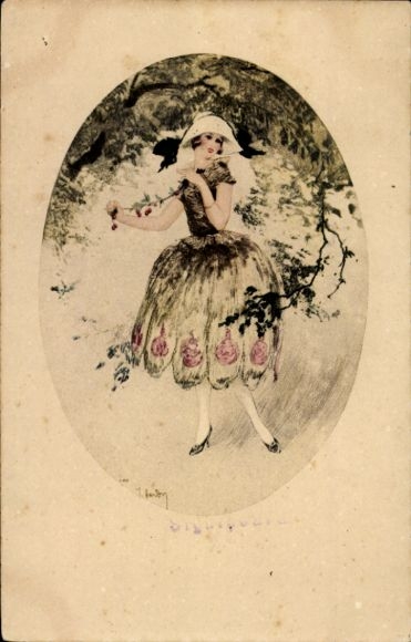 Künstler Ak Hardy, Jean, Art Deco, Frau unter einem Baum