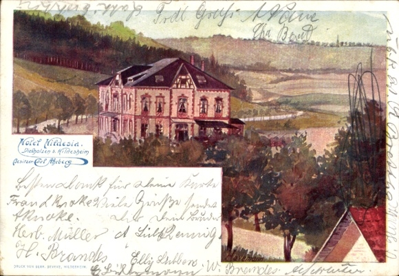 Artist Postcard Diekholzen, Hotel Hildesia, owner Carl Ahrberg