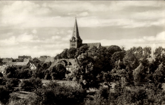 Postcard Bad Sülze in Mecklenburg, partial view, church