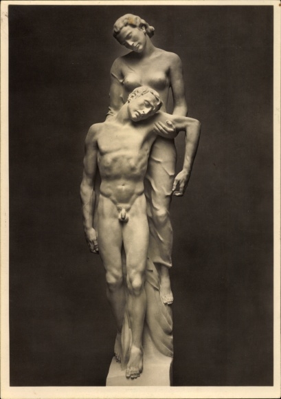 Ak Plastik von Josef Thorak, Letzter Flug, HDK 414, Körperstudie, Photo Hoffmann