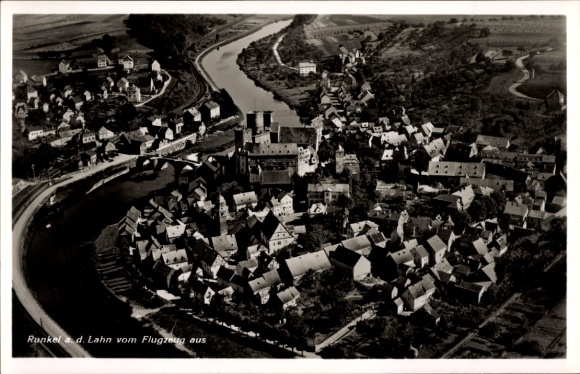 Postcard Runkel an der Lahn, aerial photograph
