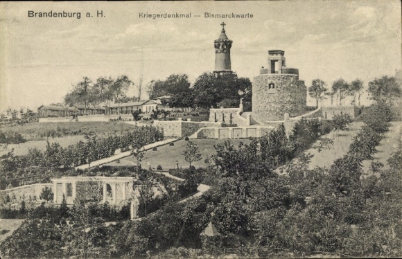 Postcard Brandenburg an der Havel, war memorial, Bismarckwarte