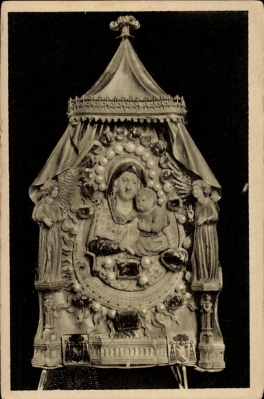 Ak Toledo Kastilien La Mancha Spanien, Darstellung der Madonna mit Kind, umgeben von Engeln, gold